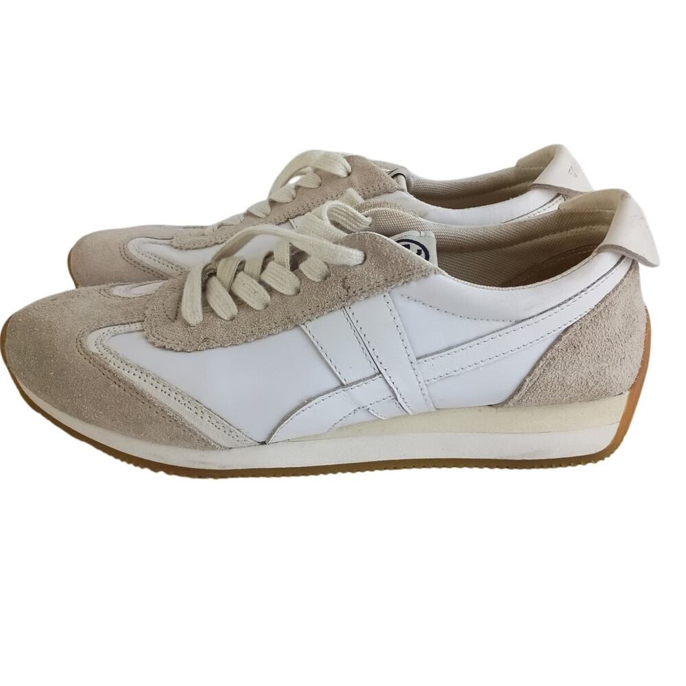 Tory Burch Women's Hank Leather Sneakers Size 7.5 Snow White